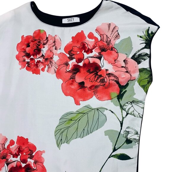 sleeveless t-shirt women with bold floral print size small SUZY SHIER - Picture 12 of 13
